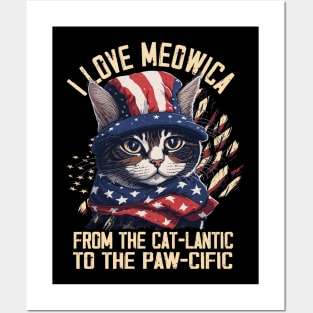 4th July Cat Lover I Love Meowica Funny Patriotic Cat Woman Posters and Art